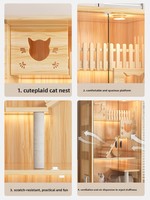Cage pour chat d'intérieur intégrée, château pour chat en résine marbrée, assemblage facile, super grande surface, armoire pour chat, nid pour chat