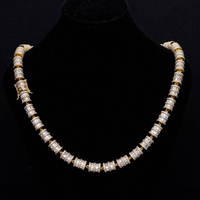 Hip Hip New Design 925 argent 8mm 18k plaqué or, baril rond glacé, lien en Mossinate, chaînes en or pour hommes