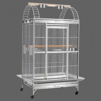 Cage à oiseaux en acier inoxydable de grande taille 91x66x172cm, volière robuste pour perroquets avec 5 coupelles et 2 perchoirs pour intérieur/extérieur