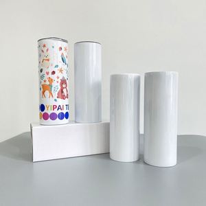 20Oz Us Warehouse Skinny Flat Edge Tumbler With <b>Metal</b> <b>Straws</b> for Sublimation Heat Transfer Printing - Product Image 1