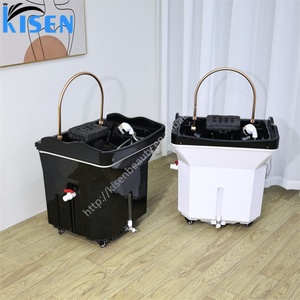 Lavacabezas Portátil Kisen Salon Pipeless con Reposacabezas Ajustable y Ruedas para Spa Capilar Japonés - Product Image 1
