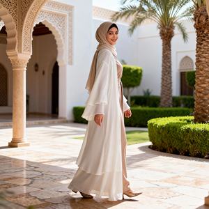 Abaya de Chifón de Alta Calidad al por Mayor para Mujeres Musulmanas, Vestido Moderno y Sencillo para el Día a Día - Product Image 4