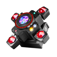 Projecteur à Effet GOBO 100W à Quatre Bras, Bande Lumineuse LED RGB Laser + Stroboscope DMX512, Contrôle Sonore Automatique Maître-Esclave