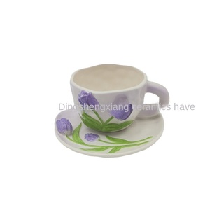 Tazza in Ceramica a Forma di <span class=keywords><strong>Tulipano</strong></span> Dipinta a Mano, Design di Lusso, Tazza per Caffè/Acqua con Piattino e Manico, Stile Occidentale/Instagram - Product Image 5