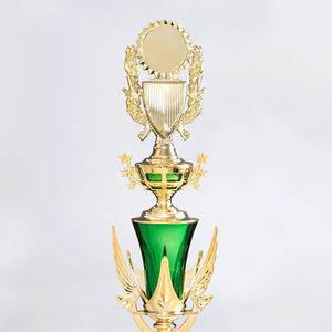 Trophées en plastique ABS de haute qualité, quatre piliers dorés, trophée fantaisie, tasse verte, base plaquée or, cérémonie de remise des prix SZ11 - Product Image 4