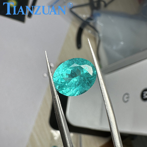 Đá quý tổng hợp YAG màu neon Paraiba hình oval, được nuôi cấy trong phòng thí nghiệm, có tạp chất, dạng đá rời - Product Image 6