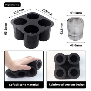 Moule à glaçons créatif à quatre cavités en silicone alimentaire, vente en gros d'usine, pour gobelets à glace et plateaux à glaçons DIY - Product Image 3