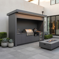 Cuisine extérieure de luxe en acier inoxydable 304 avec abri, résistance aux chocs pour villa, volets roulants, cuisine extérieure, pod barbecue