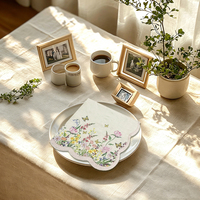 Serviettes en papier 3 plis écologiques en pâte de bois vierge, motif floral papillon rose, 40 pièces/emballage OPP pour serviettes de table