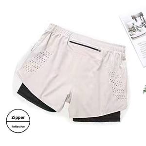 Shorts de course noirs double couche pour hommes, séchage rapide, fitness, sport, entraînement, musculation, nouveau style formel - Product Image 4