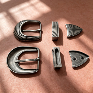 Kit de hebilla de cinturón estilo western de plata antigua, conjunto de aleación de 3 piezas con grabado ornamentado, para hombres y mujeres, piezas para cinturones de cuero casuales estilo vaquero - Product Image 4