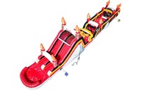 Divertido Parque de Obstáculos Inflable con Temática de Fuego Rojo, Equipo de Juego para Niños de PVC Resistente para Parques de Aventura y Ciudades