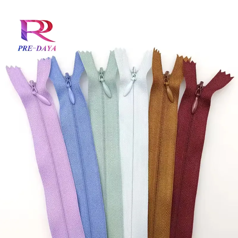 Wholesale Factory High Quality Colorful Reversible Invisible Zipper Hidden Teeth 3# Zipper For Garments