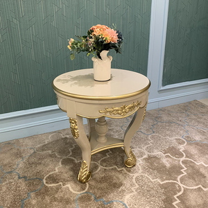 French Solid Wood Small Coffee <strong>Table</strong> Living Room European Style Warm Gray <strong>Telephone</strong> <strong>Table</strong> - Product Image 2