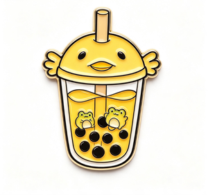 Épinglette en métal plaqué or, émail dur, thème animal, baleine de dessin animé, thé à bulles, objet de collection - Product Image 4