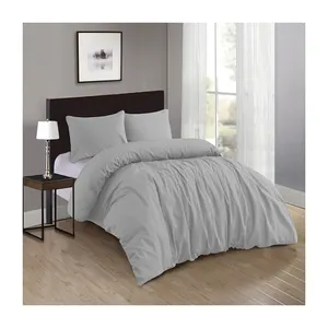 Parure de lit Style coréen, marque célèbre, linge de lit en coton gris clair, housse de couette, taies d'oreiller,