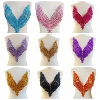 Applique en dentelle de strass acrylique faite à la main, broderie perlée, patch pour accessoires de robe