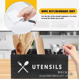 Kitchen Storage <b>Box</b> Multi <b>Compartment</b> Cutlery Organizer Wooden Desktop Utensil Holder for Kitchen - Product Image 3
