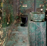 Dalle de marbre vert Amazonite brésilienne YUSHI pour comptoir de salle de bain d'hôtel et décoration murale de fond