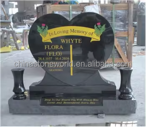 Zwarte Aangepaste Kleur Grave Grafsteen Granieten Grafsteen <span class=keywords><strong>Maker</strong></span> Hart Grafsteen Met Vaas Letters - Product Image 4