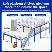 Système de rayonnage industriel robuste pour mezzanine, plateforme en acier, capacité de charge 300-1000 kg/m², niveaux personnalisables pour plusieurs niveaux