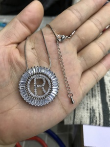 Gold Plated Shiny Cubic Zirconia CZ <strong>Initial</strong> <strong>Charms</strong> <strong>Necklace</strong>, Micro Pave CZ Alphabet Letters Pendant <strong>Necklace</strong> for Christmas Gift - Product Image 3