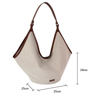 Custom Canvas Shoulder <b>Bag</b>, Ladies <b>Slouchy</b> Tote with Leather Trim, Promotional <b>Bag</b> Wholesale - Product Image 2
