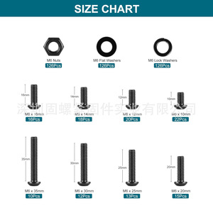 M6 Black Pan Head Hex Screws Nuts Washers Set 505pcs Class 12.9 Alloy Steel For Metal Furniture - Product Image 3