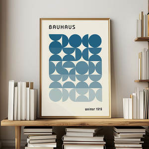 HAOWAI OEM/ODM <span class=keywords><strong>Bauhaus</strong></span> bloque azul lunares pintura decorativa abstracta <span class=keywords><strong>estilo</strong></span> ilustraciones lienzo impresión arte moderno decoración del hogar - Product Image 4