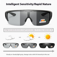 Lunettes de soleil Performance pour hommes et femmes Lunettes de soleil Vision de nuit Film jaune Lentille polarisée à changement de couleur Cadre noir/rouge PC
