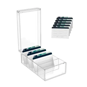 Porte-cartes d'index en acrylique transparent sur mesure avec couvercle à charnière 3x5 en organisateur de boîte de cartes de notes