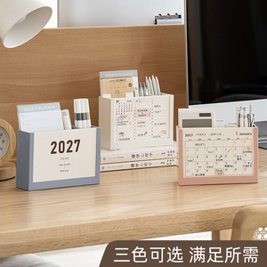 2027 Weekly Planner Desk Calendar Pen Holder Plastic Square Design With Customizable Notes And Organizer For Office Or Home Use - Product Image 4