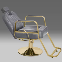 Fauteuil de coiffure haut de gamme en métal et similicuir pour salon de beauté, barbier, équipement de levage, coupe de cheveux, permanente, teinture, shampoing