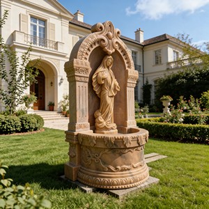 Décoration moderne pour la maison, <span class=keywords><strong>fontaine</strong></span> d'eau religieuse en pierre naturelle <span class=keywords><strong>de</strong></span> <span class=keywords><strong>petite</strong></span> taille pour l'intérieur, statue <span class=keywords><strong>de</strong></span> Marie, <span class=keywords><strong>fontaine</strong></span> <span class=keywords><strong>murale</strong></span> en marbre - Product Image 5