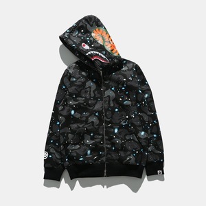 Cardigan zippé camouflage tête de requin 400g épais, unisexe, 100% coton, avec capuche et lumière nocturne intégrée - Product Image 4
