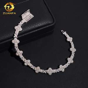 USA Local Stock Shipping Moissanite Cross <strong>Bracelet</strong> <strong>Solid</strong> 925 Sterling <strong>Silver</strong> Gold Plated Moissanite Diamond Cuban Link <strong>Bracelet</strong> - Product Image 6