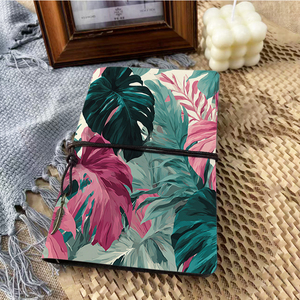 Cuaderno A6 hecho a mano-Vintage Look 80 hojas Carpeta de metal Tether & Metal Pendant Office Record Use with Exotic <span class=keywords><strong>Tropical</strong></span> Pla - Product Image 2