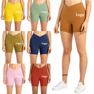 Womens Quick Dry Gym Workout Fitness Sweat V Shape Biker Shorts For Woman Yoga High Waist Cross V Cut Shorts For Women