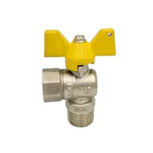 1/2" Customized Brass Forged Gas Ball Valve DN25 with Yellow Butterfly Handle