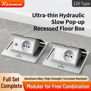 Enchufe de Piso Empotrado Ultrafino Impermeable con Amortiguación de Aleación de Aluminio Tipo 120, Estándar Europeo - Product Image 1