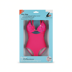 Costume da bagno intero HDJ taglie forti con controllo pancia, perizoma con perline, scollo all'americana, in spandex e poliestere, tinta unita, per la spiaggia - Product Image 2