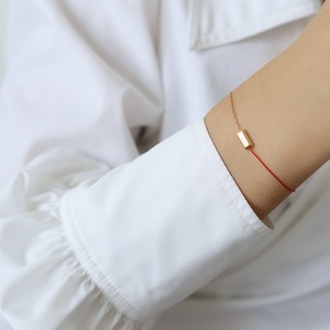 กำไลข้อมือคู่รักแบบปรับได้,กำไลข้อมือทองเชือกสีแดงทรงสี่เหลี่ยมอิฐสีทองให้ความโชคดีของขวัญแบบดั้งเดิมของจีน - Product Image 5