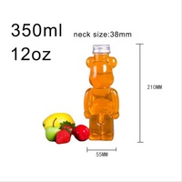Vente chaude 350ml Bouteille de jus en plastique pour animaux de compagnie en forme d'ours avec bouchon couronne personnalisable pour l'utilisation de boissons au thé et au café
