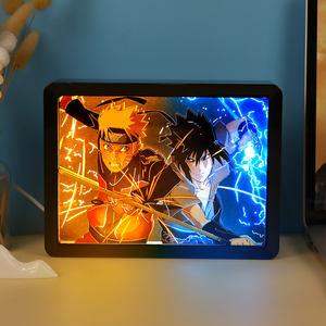 Colección de Anime artesanías Manga personaje de cómic escultura papel cortado con láser sombra luz pintura Anime caja de luz para dormitorio - Product Image 3