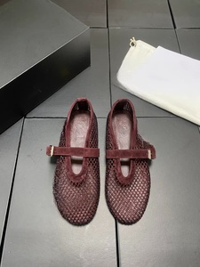 Chaussures plates de luxe ALAIAs en résille pour femmes, avec empeigne en cuir véritable ajourée et scintillante, style Mary Jane, décontractées et habillées - Product Image 5