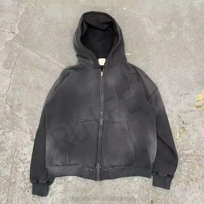 Cotton Washed Zip-up Custom Hoodie