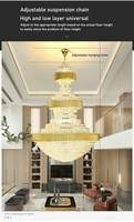 Lustres en cristal LED surdimensionnés de luxe modernes, finition dorée, hauteur réglable, intensité variable, luminaire suspendu pour décoration intérieure