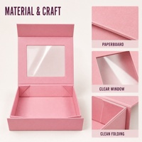 Custom pink Portable Foldable Rigid Magnetic Box Closure Lid Gift Cosmetic Packaging Paper Folding Boxes With Clear Window