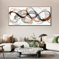 Peinture sur toile abstraite décorative de luxe moderne, cadre en alliage d'aluminium, art mural minimaliste avec ruban, transfert thermique
