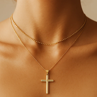 Pendentif Croix Religieuse Catholique en Or Jaune 14K pour Femmes, Hommes et Enfants - Bijoux Fins Classiques Minimalistes
